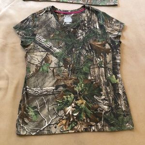 Women camouflage v-neck top t-shirt